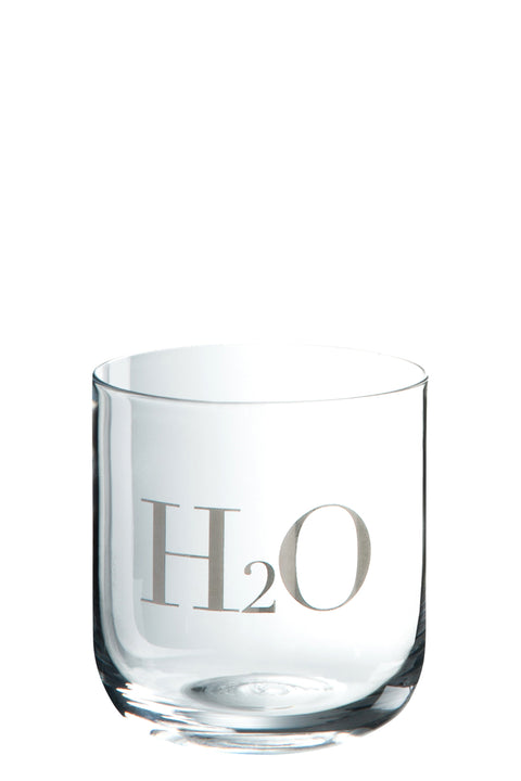 J-line waterglas transparant/zilver H2O