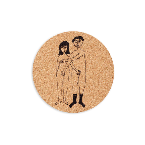 onderzetter kurk naked couple (set van 6)