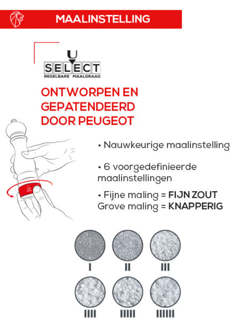 Manuele zoutmolen u'Select in gelakt hout, ivoor, 18 cm