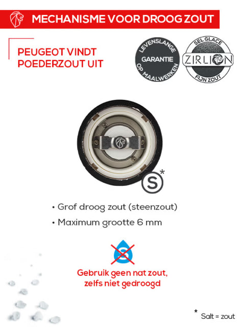Manuele zoutmolen u'Select in gelakt hout, ivoor, 18 cm