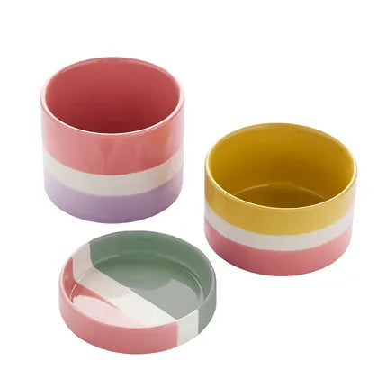 Point-Virgule Sharing Summer set van 3 schaaltjes uit steengoed 10x10x17 cm