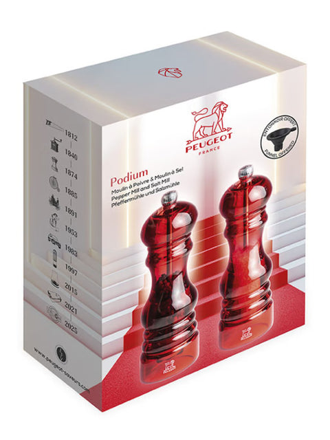 Peugeot Podium Peper/Zout set 18 cm Acryl Rood