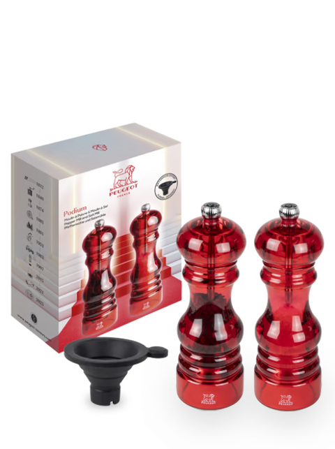 Peugeot Podium Peper/Zout set 18 cm Acryl Rood