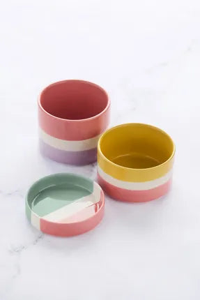 Point-Virgule Sharing Summer set van 3 schaaltjes uit steengoed 10x10x17 cm