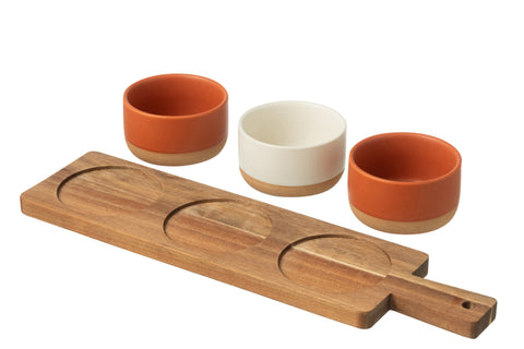 J-Line Tapasservies Oranje/Wit