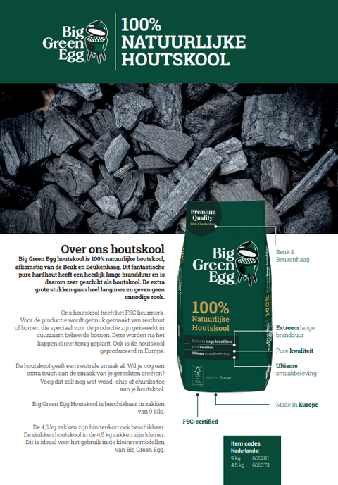 Big Green Egg Houtskool 9 kg