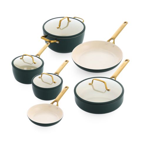 Padova Pine Green 10-delige Pannenset met keramische antikleeflaag 10-delige