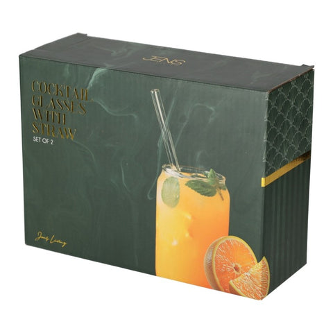 Jens Living Cocktailglazen met rietje set van 2