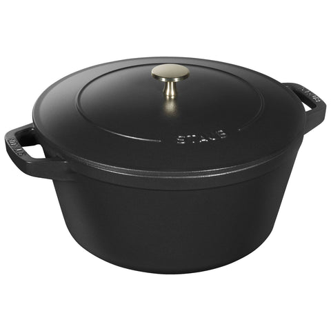 Staub gietijzeren stoofpot+grillpan stackable zwart-rond