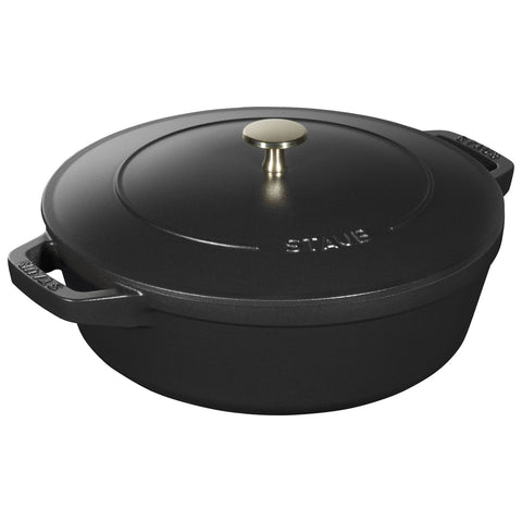 Staub gietijzeren stoofpot+grillpan stackable zwart-rond