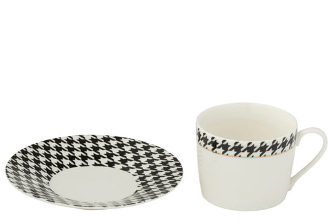 J-Line Koffietas+Bord Pied-Poule set van 4